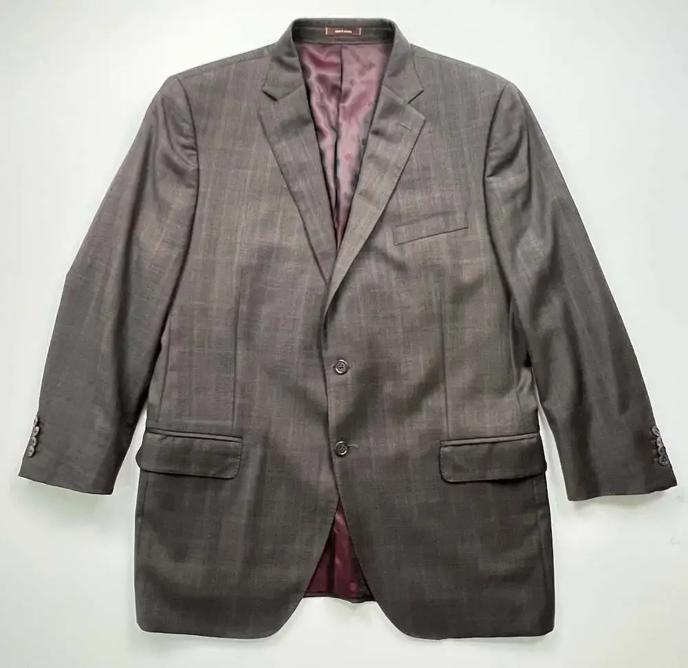 Peter Millar John Ongley Collection Wool Windowpane Blazer Size 46L see measurem